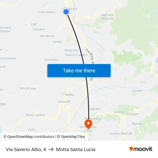 4 Saverio Albo Street to Motta Santa Lucia map