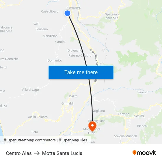 AIAS Center to Motta Santa Lucia map