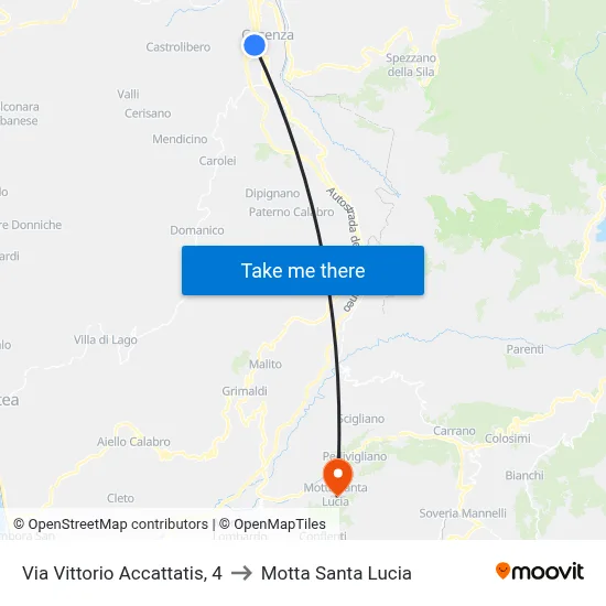 Via Vittorio Accattatis, 4 to Motta Santa Lucia map