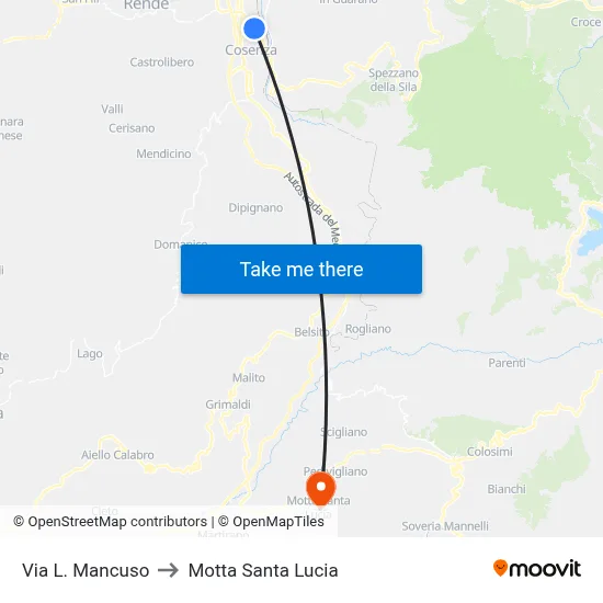 L. Mancuso Street to Motta Santa Lucia map