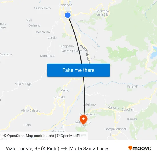Viale Trieste, 8 - (On Request) to Motta Santa Lucia map
