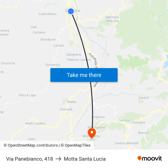 Panebianco Street, 418 to Motta Santa Lucia map