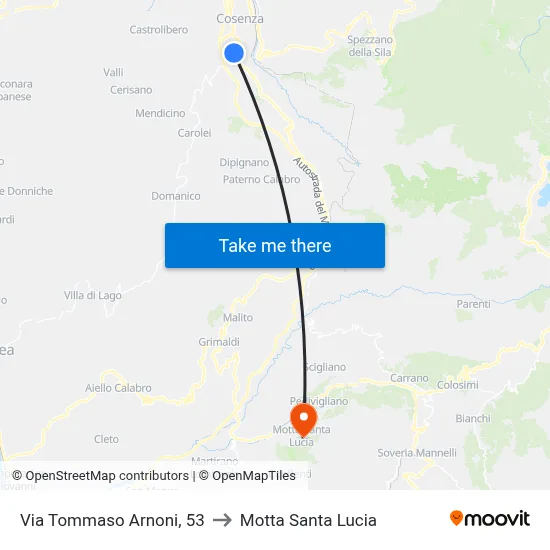 Via Tommaso Arnoni, 53 to Motta Santa Lucia map