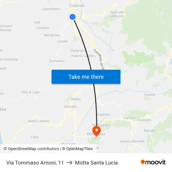 Tommaso Arnoni Street 11 to Motta Santa Lucia map