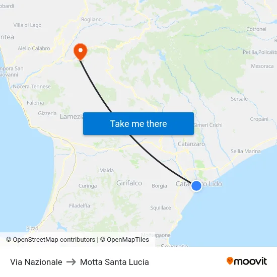 National Street to Motta Santa Lucia map