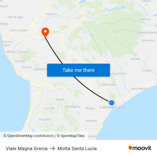 Magna Grecia Avenue to Motta Santa Lucia map