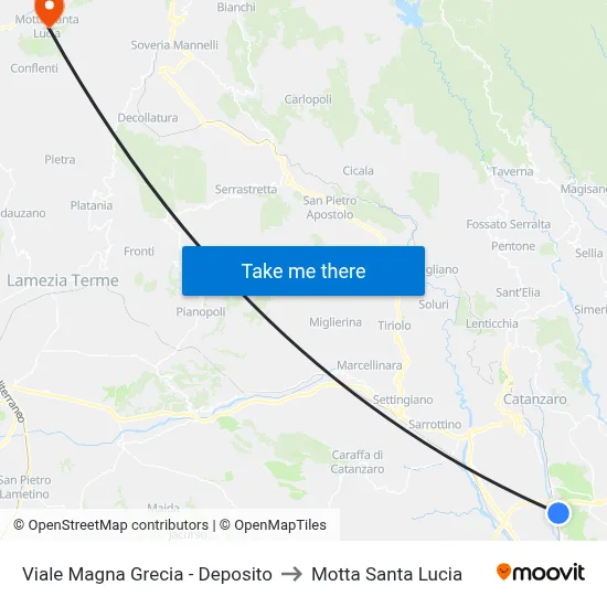 Magna Grecia Avenue - Depot to Motta Santa Lucia map