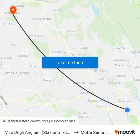 Angioini Avenue (Totalerg Station) to Motta Santa Lucia map