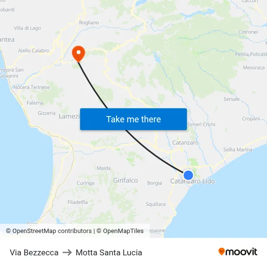 Bezzecca Street to Motta Santa Lucia map