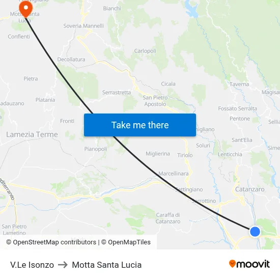 Isonzo Avenue to Motta Santa Lucia map
