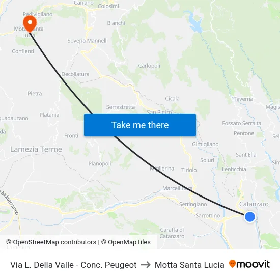 Via L. Della Valle - Peugeot Dealership to Motta Santa Lucia map