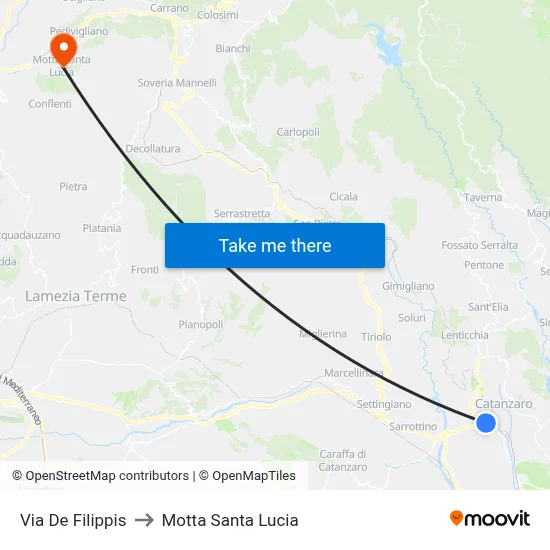 De Filippis Street to Motta Santa Lucia map