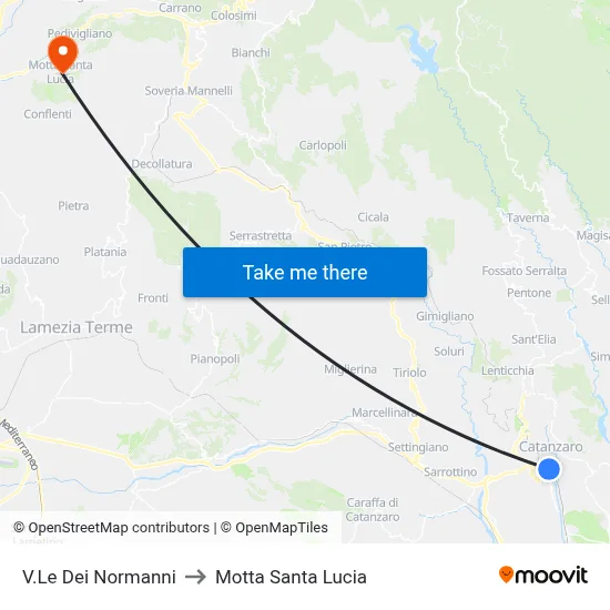 Viale Dei Normanni to Motta Santa Lucia map