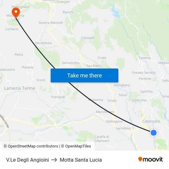 Angevins Avenue to Motta Santa Lucia map