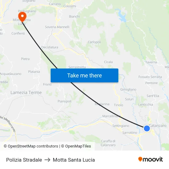 Highway Police to Motta Santa Lucia map