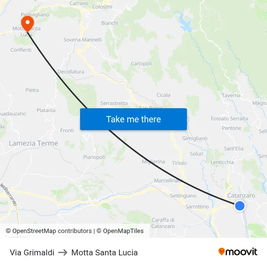 Grimaldi Street to Motta Santa Lucia map