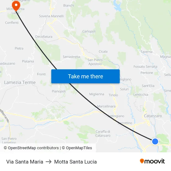 Santa Maria Street to Motta Santa Lucia map