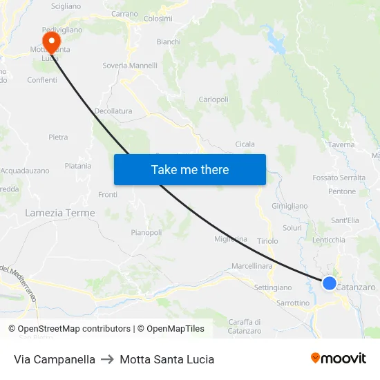 Campanella Street to Motta Santa Lucia map