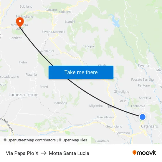 Pope Pius X Street to Motta Santa Lucia map