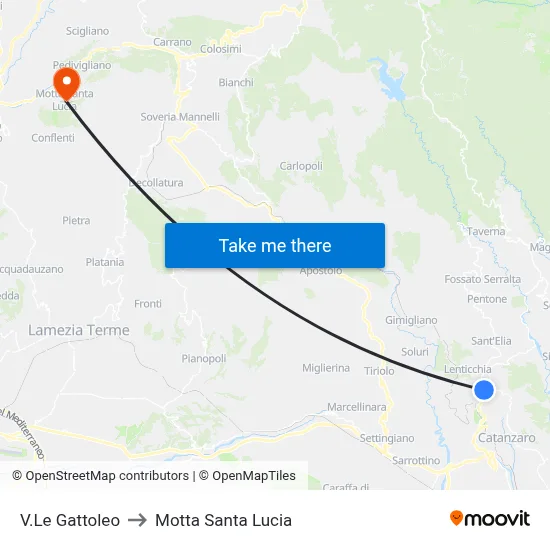 Gattoleo Avenue to Motta Santa Lucia map