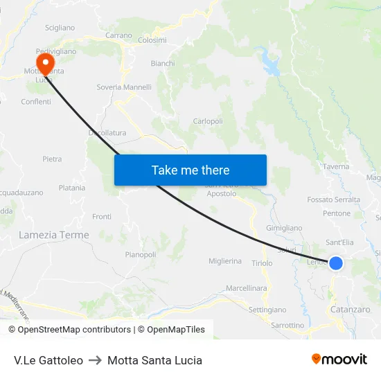 Gattoleo Avenue to Motta Santa Lucia map