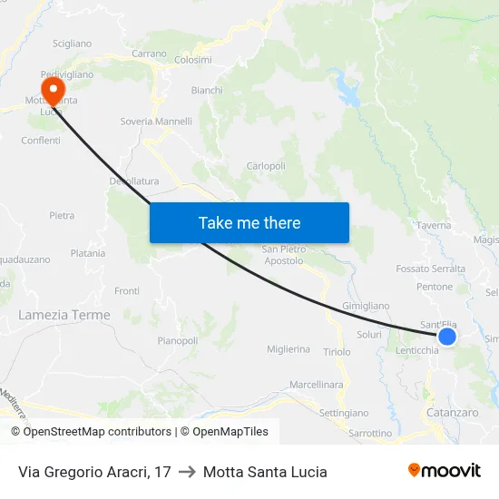 Gregorio Aracri Street, 17 to Motta Santa Lucia map