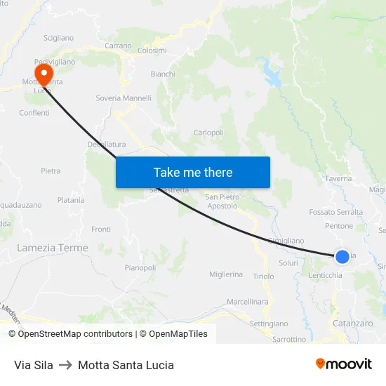 Sila Street to Motta Santa Lucia map