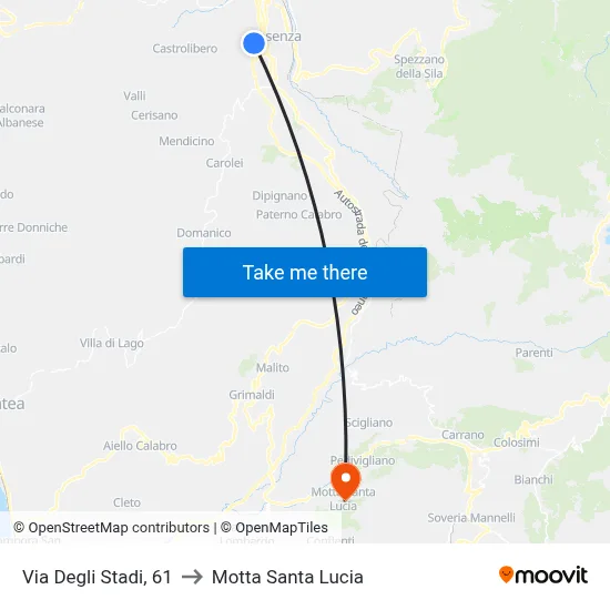 Stadium Street, 61 to Motta Santa Lucia map