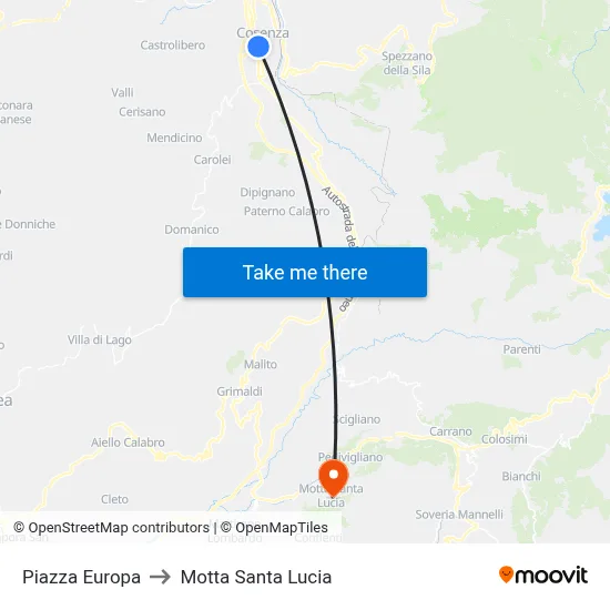Europe Square to Motta Santa Lucia map