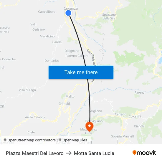 Workers Masters Square to Motta Santa Lucia map