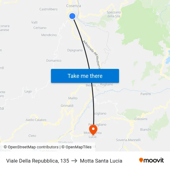 Republic Avenue, 135 to Motta Santa Lucia map