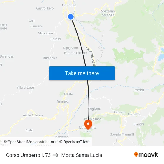 Umberto I Avenue, 73 to Motta Santa Lucia map
