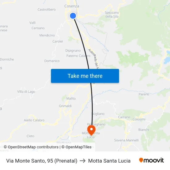 Monte Santo Street, 95 (Prenatal) to Motta Santa Lucia map