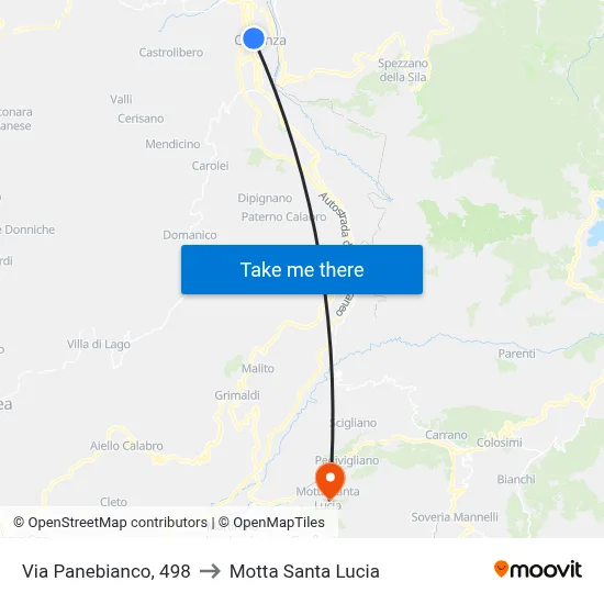 498 Panebianco Street to Motta Santa Lucia map
