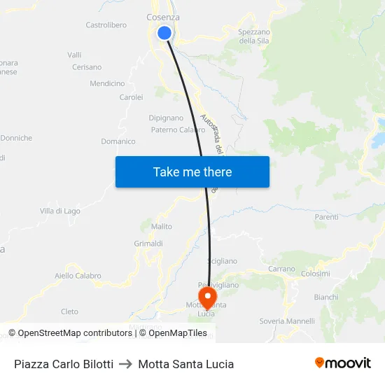 Carlo Bilotti Square to Motta Santa Lucia map