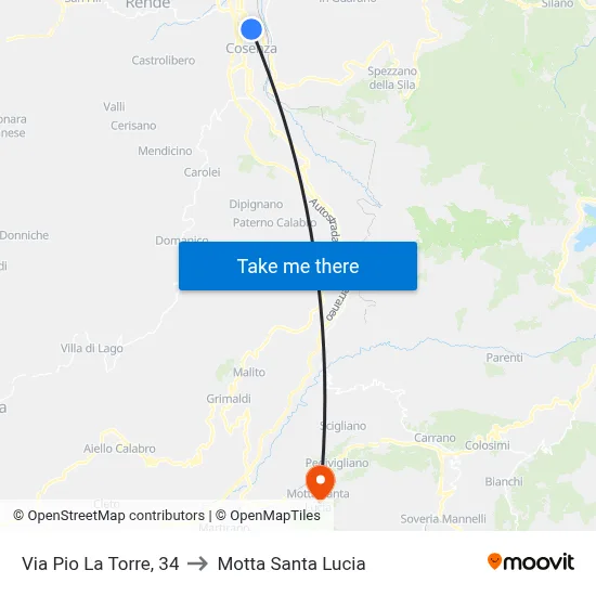 Pio La Torre Street, 34 to Motta Santa Lucia map