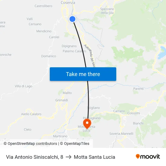 Via Antonio Siniscalchi, 8 to Motta Santa Lucia map