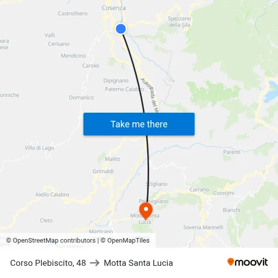 Corso Plebiscito, 48 to Motta Santa Lucia map