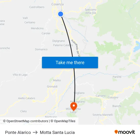 Alaric Bridge to Motta Santa Lucia map
