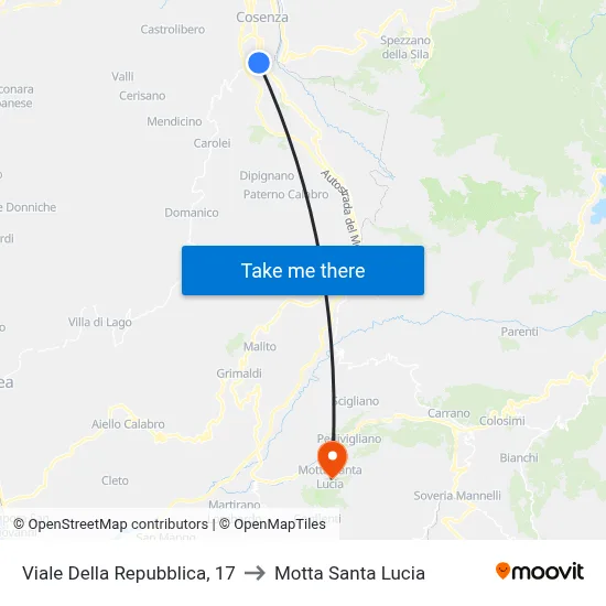Republic Avenue, 17 to Motta Santa Lucia map