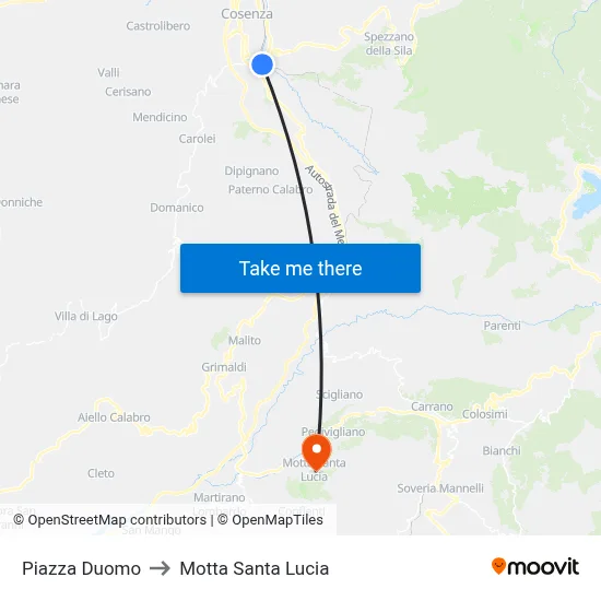 Cathedral Square to Motta Santa Lucia map