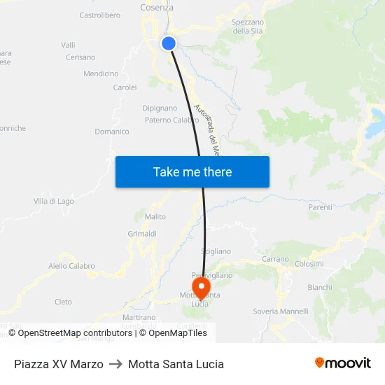 March 15th Square to Motta Santa Lucia map