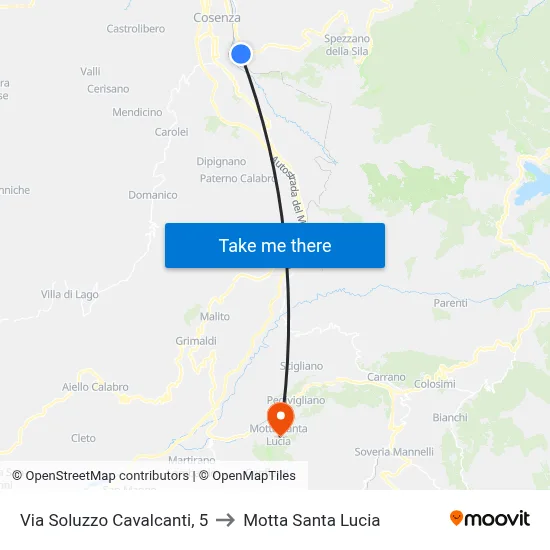Via Soluzzo Cavalcanti, 5 to Motta Santa Lucia map