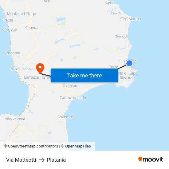 Matteotti Street to Platania map