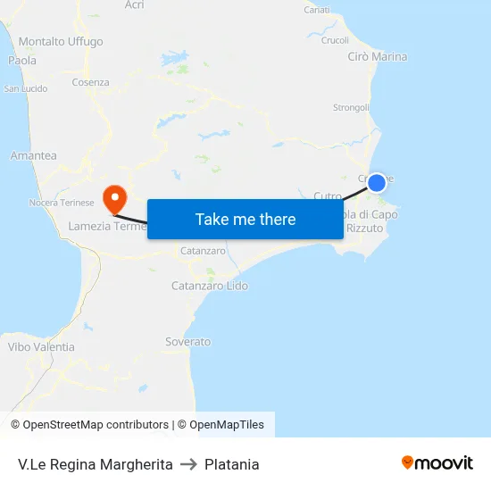 Regina Margherita Avenue to Platania map