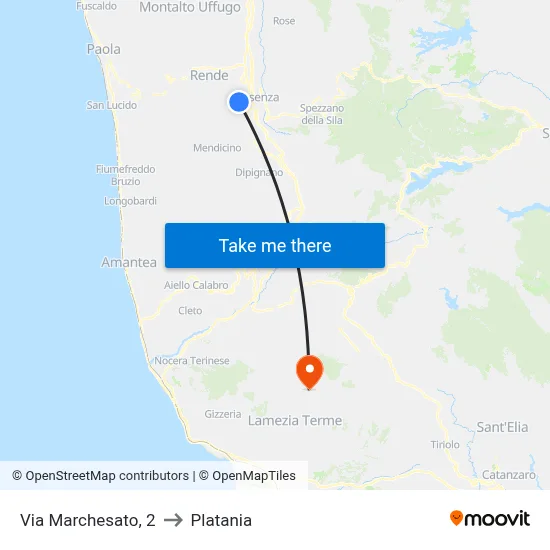 Marchesato Street, 2 to Platania map