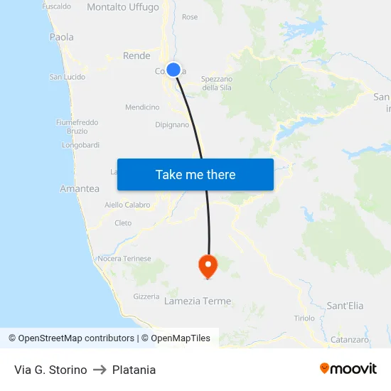 Via G. Storino to Platania map