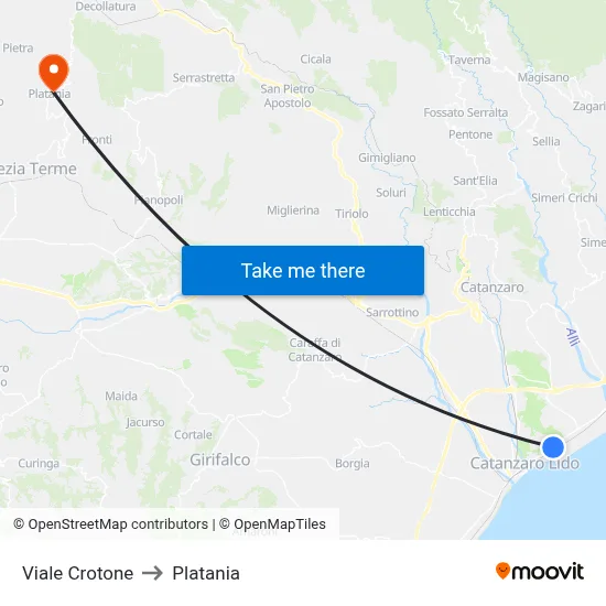 Crotone Avenue to Platania map