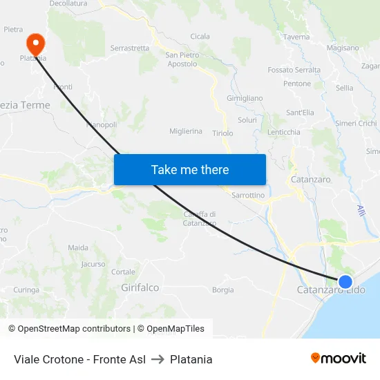 Viale Crotone - Opposite ASL to Platania map