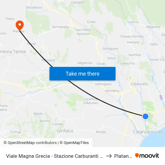 Viale Magna Grecia - IP Gas Station to Platania map